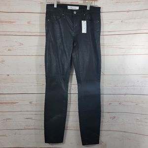 Velvet by Graham & Spencer Toni Coated Skinny Jeans in Black Diamond Size 26